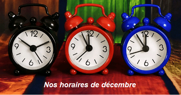 NOS OUVERTURES et FERMETURES EXCEPTIONNELLES en DECEMBRE
