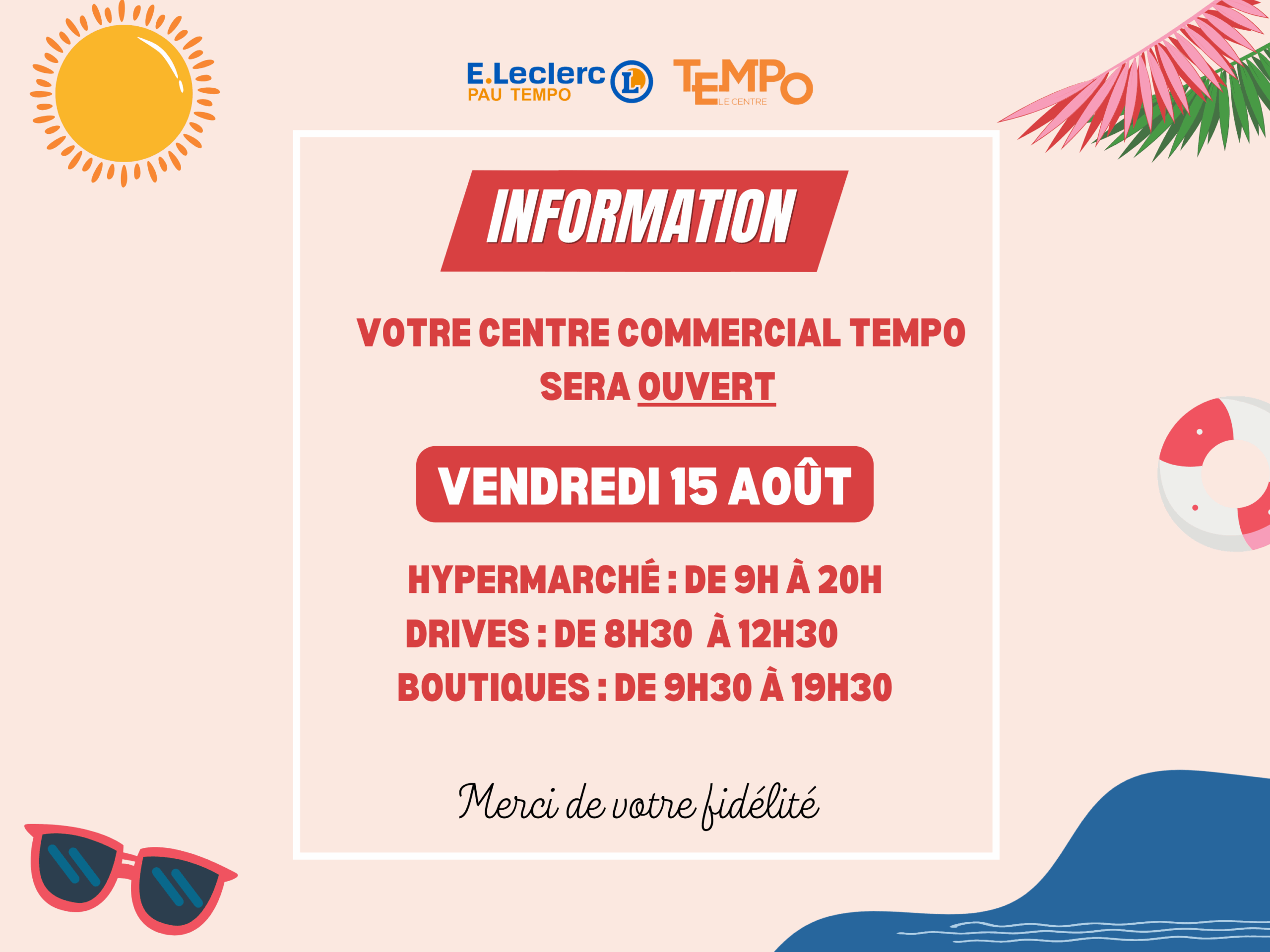 Ouverture exceptionnelle vendredi 15 août 2025