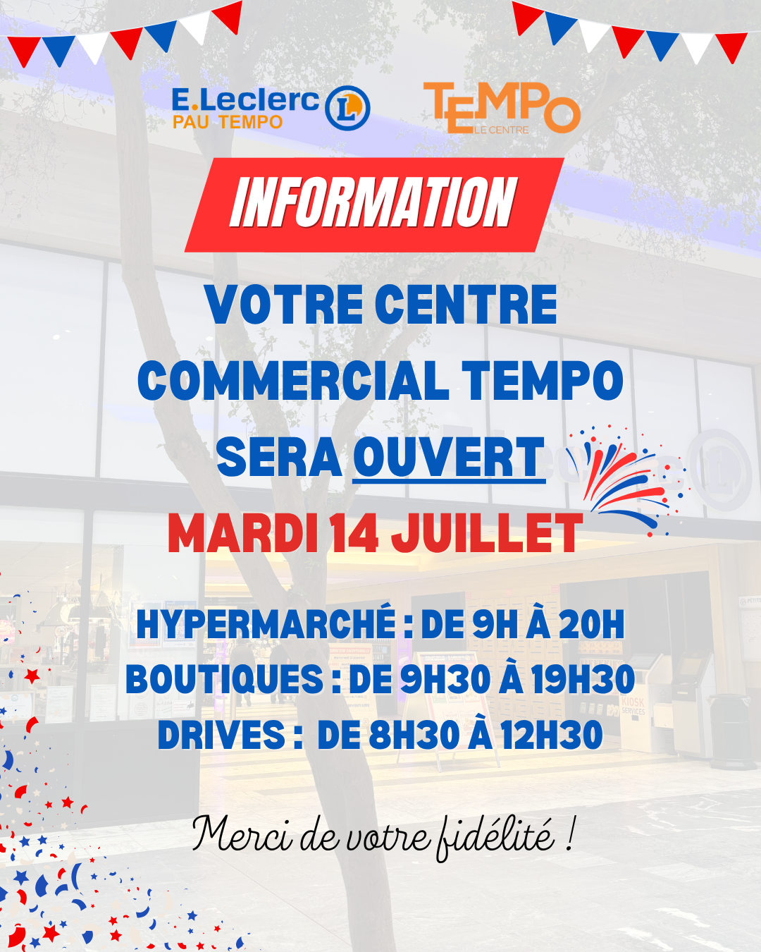 Ouverture exceptionnele mardi 14 juillet 2026
