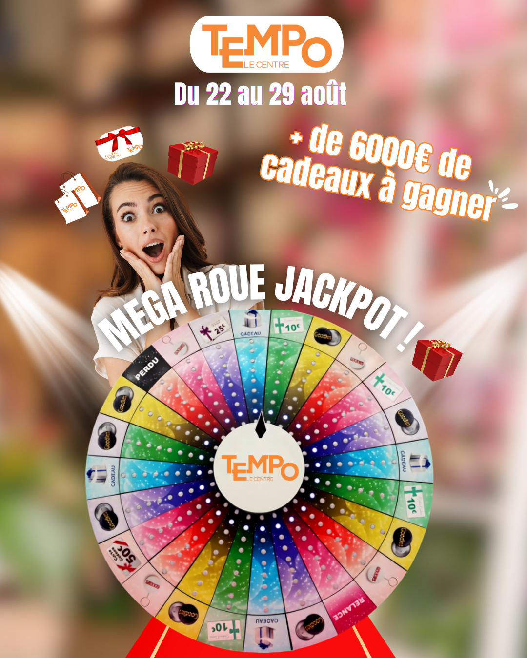 grand jeu de rentrée chez TEMPO LE CENTRE avec plus de 6000 euros de cadeaux à gagner du 22 au 29 août 2026